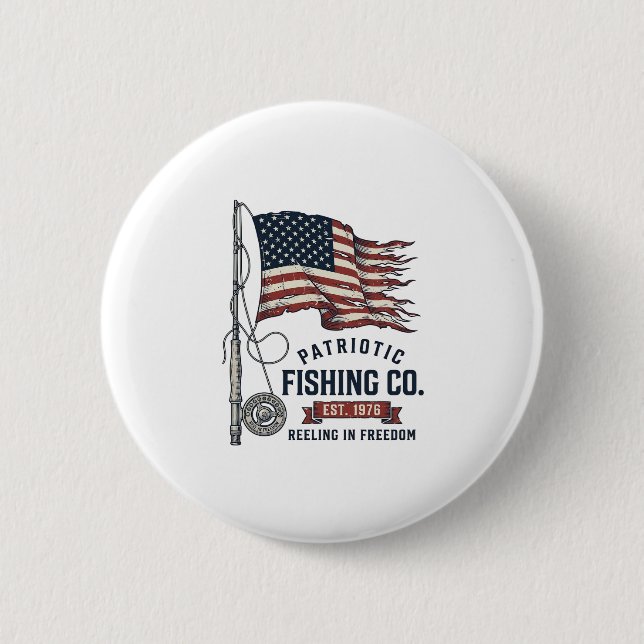 Vintage Patriotisk Fiskflagga Vektor Design_1 Knapp (Framsida)