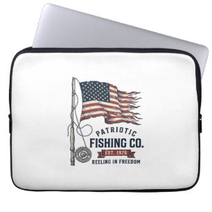 Vintage Patriotisk Fiskflagga Vektor Design_1 Laptop Fodral