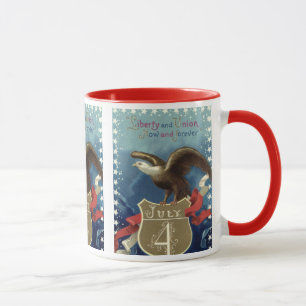 Vintage patriotisk fjärde juli, Örn med stjärnor Mugg