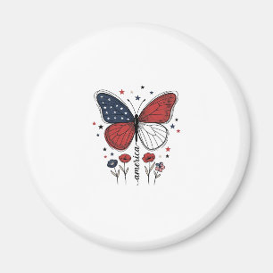 Vintage Patriotisk Fjäril Amerika Tröja Design_1 Magnet