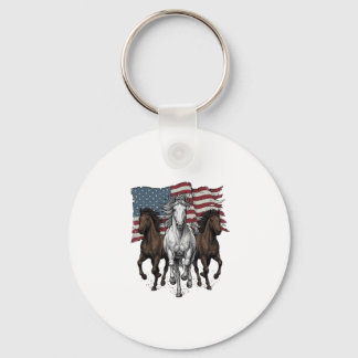 Vintage Patriotisk Flyttande Hästar Vektor Design_ Nyckelring
