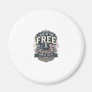 Vintage Patriotisk Fotboll Landet Fria T-Shirt_ Magnet
