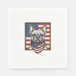 Vintage Patriotisk Fransk Bulldog Flagga Pappersservett
