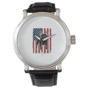 Vintage Patriotisk fransk bulldoggflaggshalsa_1 Armbandsur