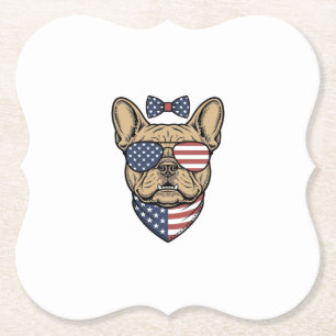 Vintage Patriotisk Fransk Bulldoggs Vektor Art_1 Underlägg Papper