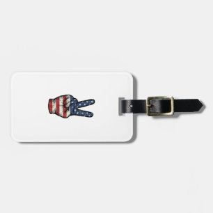 Vintage Patriotisk Fred Hand Vektor Tröja Design_1 Bagagebricka