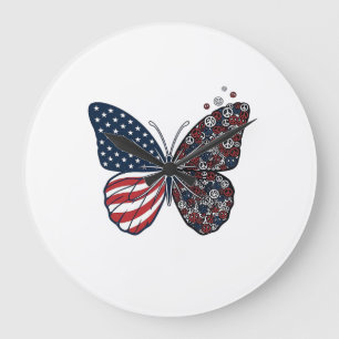 Vintage Patriotisk Freds Fjäril Vektor Art_1 Stor Klocka
