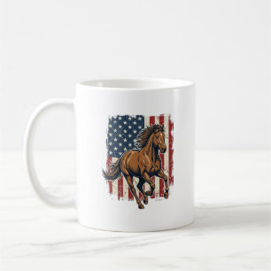 Vintage Patriotisk Hästflagg Vektor Tröja Design_1 Kaffemugg