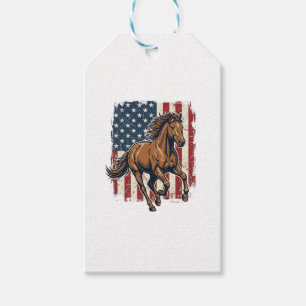 Vintage Patriotisk Hästflagg Vektor Tröja Design_1 Presentetikett