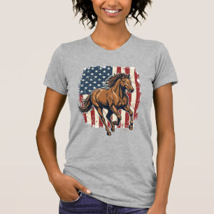 Vintage Patriotisk Hästflagga Vektor Tröja Design_