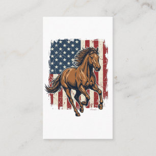 Vintage Patriotisk Hästflagga Vektor Tröja Design_ Visitkort
