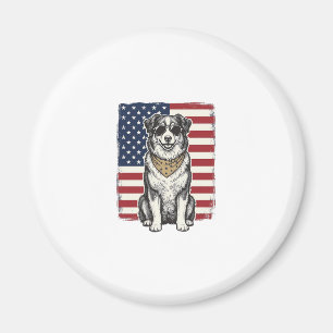 Vintage Patriotisk Hund Amerikansk Flagga Tröja De Magnet