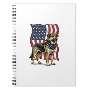 Vintage Patriotisk Hund Flagga Vektor Tröja Design Anteckningsbok