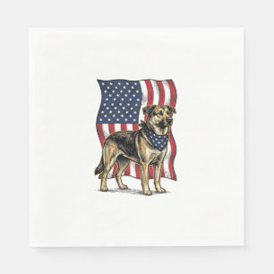 Vintage Patriotisk Hund Flagga Vektor Tröja Design Pappersservett