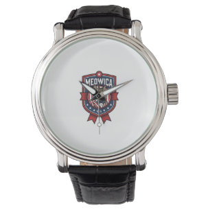 Vintage Patriotisk Katt Meowica USA Tröja Design_1 Armbandsur