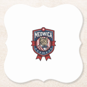 Vintage Patriotisk Katt Meowica USA Tröjd Design_1 Underlägg Papper