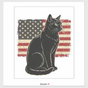 Vintage Patriotisk Kattflagga Grafisk T-Shirt Desi Klistermärken