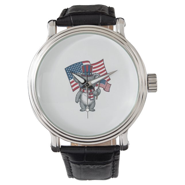 Vintage Patriotisk Koala Flagga Tröja Design_1 Armbandsur (Framsida)