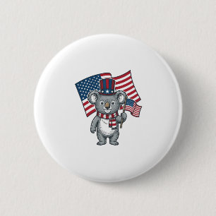 Vintage Patriotisk Koala Flagga Tröja Design_1 Knapp