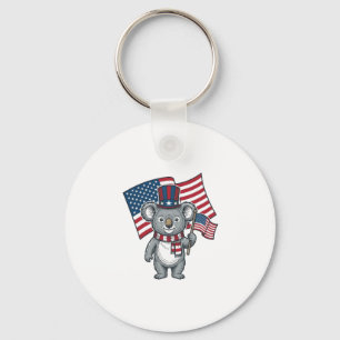 Vintage Patriotisk Koala Flagga Tröja Design_1 Nyckelring