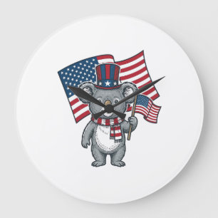 Vintage Patriotisk Koala Flagga Tröja Design_1 Stor Klocka
