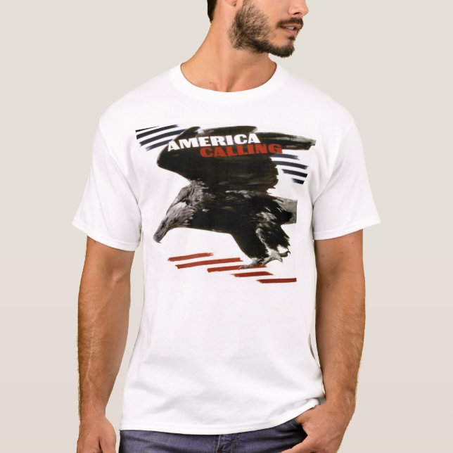 Vintage patriotisk konst - Amerika kallar Tee Shirt (Framsida)
