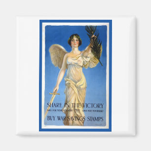 Vintage patriotisk kvinna ängel, Köp krigsobligati Magnet