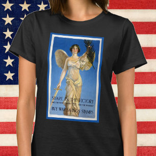 Vintage patriotisk kvinna ängel, Köp krigsobligati T Shirt