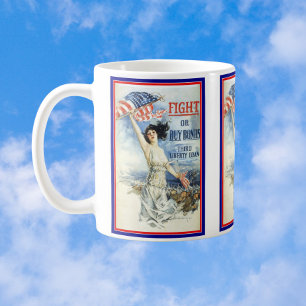 Vintage patriotisk kvinna med amerikansk flaggapos mugg