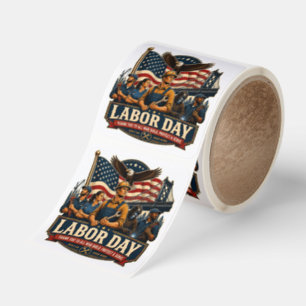 Vintage Patriotisk Labor Day Örn Arbetare Design Fyrkantigt Klistermärke
