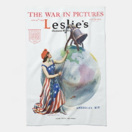 Vintage patriotisk Lady Liberty magasinomslagskons Kökshandduk