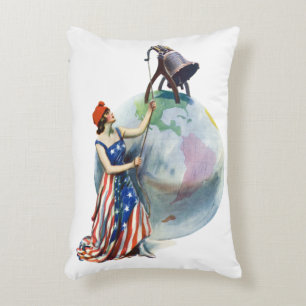 Vintage patriotisk Lady Liberty magasinomslagskons Prydnadskudde