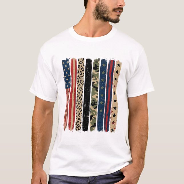 Vintage Patriotisk Leopard Kamouflage Randig Tröja (Framsida)
