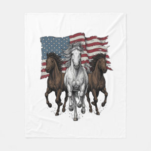 Vintage Patriotisk Löphästar Vektordesign_1 Fleecefilt