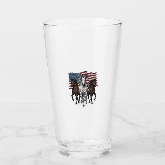 Vintage Patriotisk Löphästar Vektordesign_1 Glaskopp (Framsida)