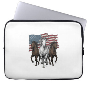 Vintage Patriotisk Löphästar Vektordesign_1 Laptop Fodral