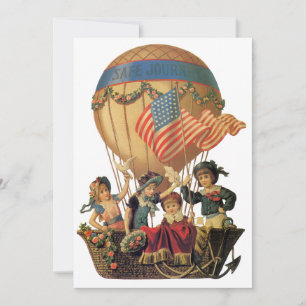 Vintage Patriotisk, Luftballong Barnkalas Inbjudningar