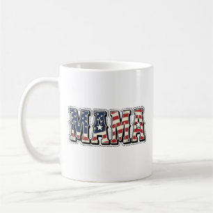 Vintage Patriotisk Mama Bokstavs T-Shirt Design_1 Kaffemugg