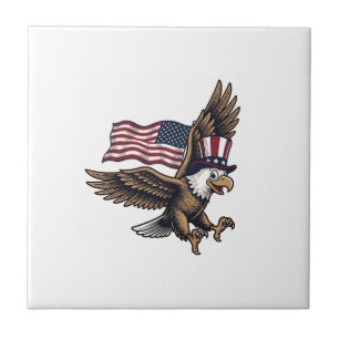 Vintage Patriotisk Örn Flagga Tröja Design_1 Kakelplatta