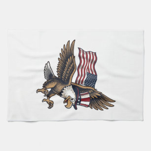 Vintage Patriotisk Örn Flagga Tröja Design_1 Kökshandduk