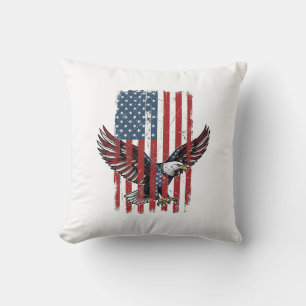 Vintage Patriotisk Örn Flagga Tröja Design_1 Kudde
