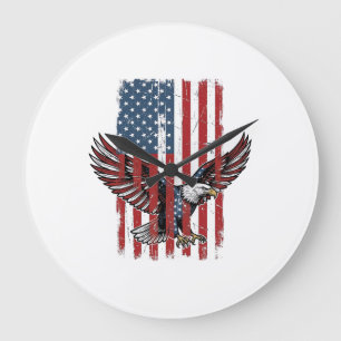 Vintage Patriotisk Örn Flagga Tröja Design_1 Stor Klocka