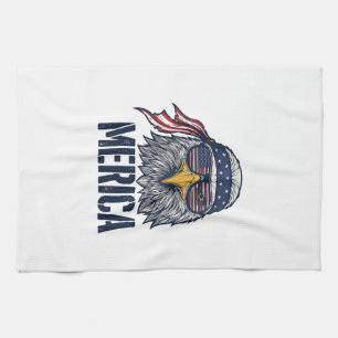 Vintage Patriotisk Örn Merica T-Shirt Design_1 Kökshandduk