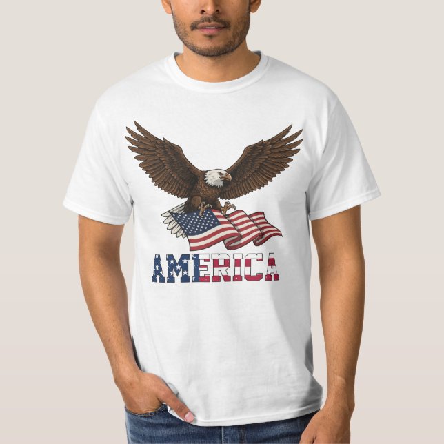 Vintage Patriotisk Örn T-Shirt (Framsida)
