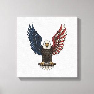 Vintage Patriotisk Örn Vektor T-Shirt Design_1 Canvastryck