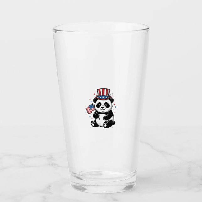 Vintage Patriotisk Panda Flagga Tröja Design_1 Glaskopp (Framsida)
