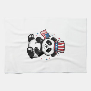 Vintage Patriotisk Panda Flagga Tröja Design_1 Kökshandduk