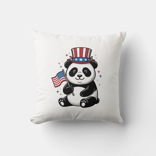 Vintage Patriotisk Panda Flagga Tröja Design_1 Kudde (Framsida)