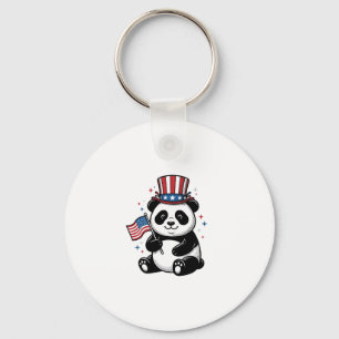 Vintage Patriotisk Panda Flagga Tröja Design_1 Nyckelring