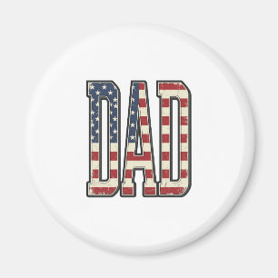 Vintage Patriotisk Pappa Flagga Bokstavs T-Shirt D Magnet